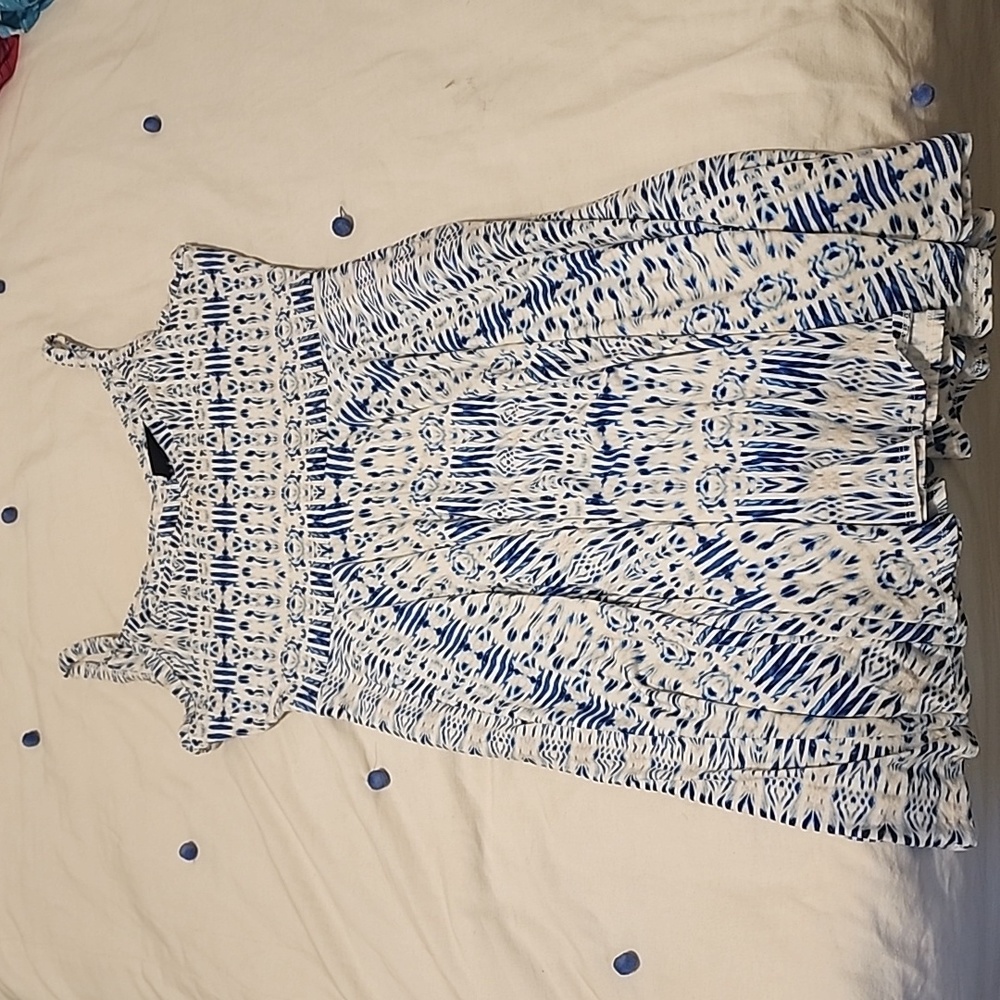 White and blue spaghetti strap dress
